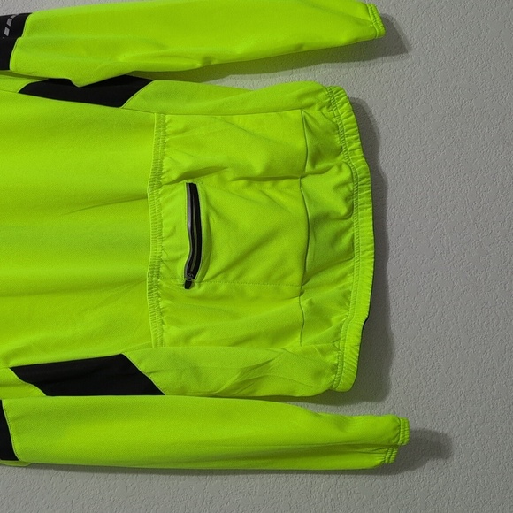 Bergrisar Neon Yellow Men's Cycling Jacket Four Back Pocket Zip Up Medium - Picture 9 of 15